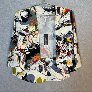Joseph Ribkoff Abstract Art Wear Open Front LDS Jacket